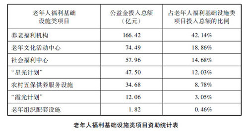 老年人福利基础设施类项目资助统计表